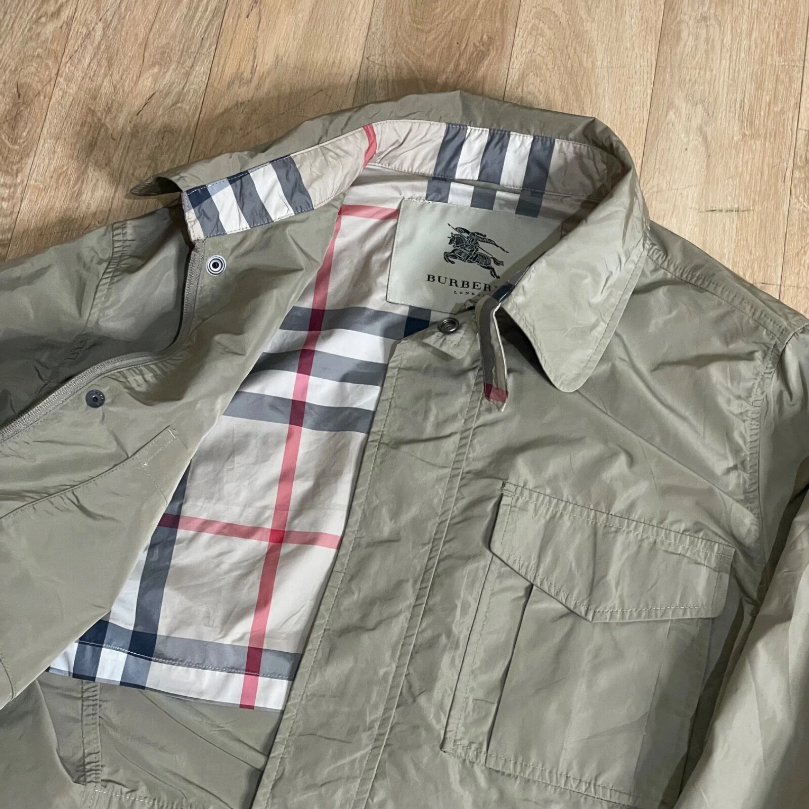 burberry london giacca invernale nova chek giacca a vento leggera uomo VERDE TAGLIA L