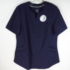 Climate Right Cuddl Duds Blue Poly Blend Medical Dental Scrub Top SZ S NEW