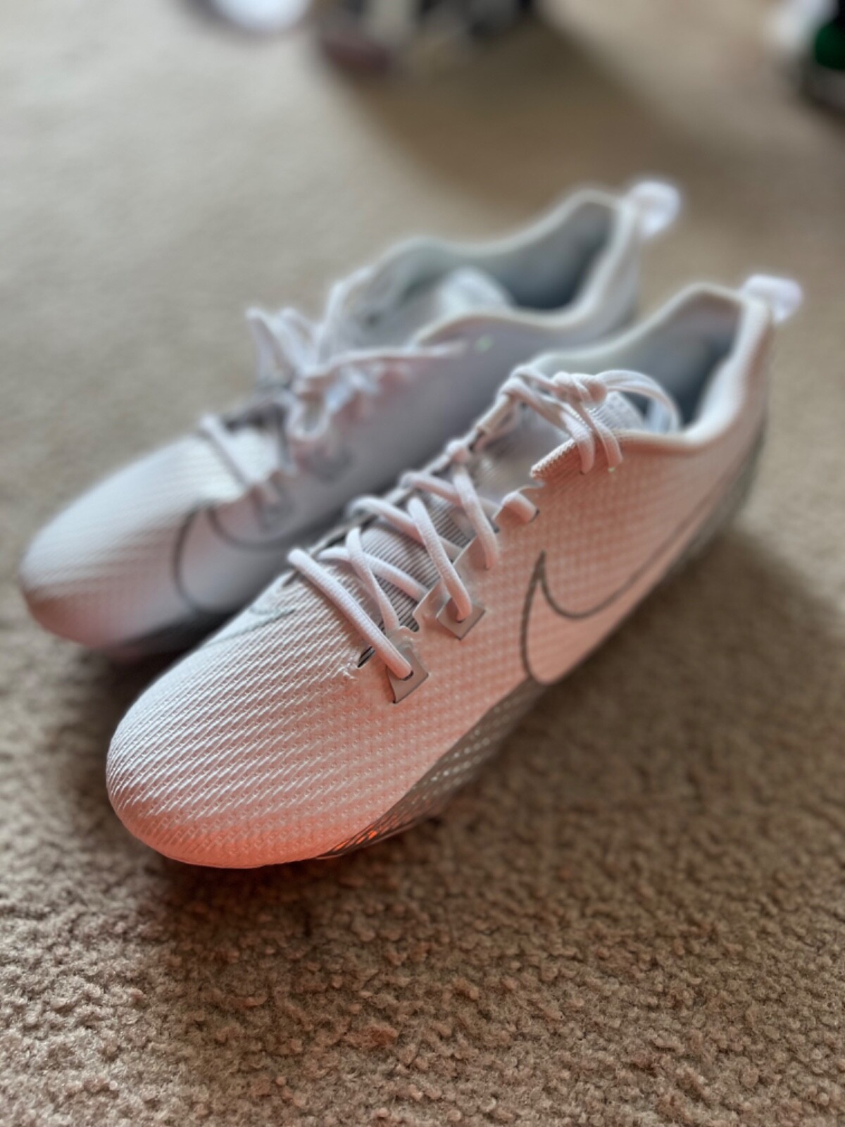 Nike Vapor Edge Speed 360 2 Mens Sz 14 White Silver Football Cleats DA5455-102
