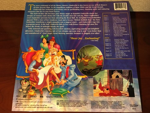 Laserdisc CINDERELLA The Most Celebrated Walt Disney Masterpiece 5265 AS LD Lot1 - Picture 2 of 6