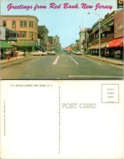 Broad Street Shops and Cars Scene Red Bank New Jersey NJ Postcard