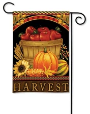 Breeze Art Harvest Basket   Fall  Apples Pumpkin  Sunflowers Garden Flag,   NEW