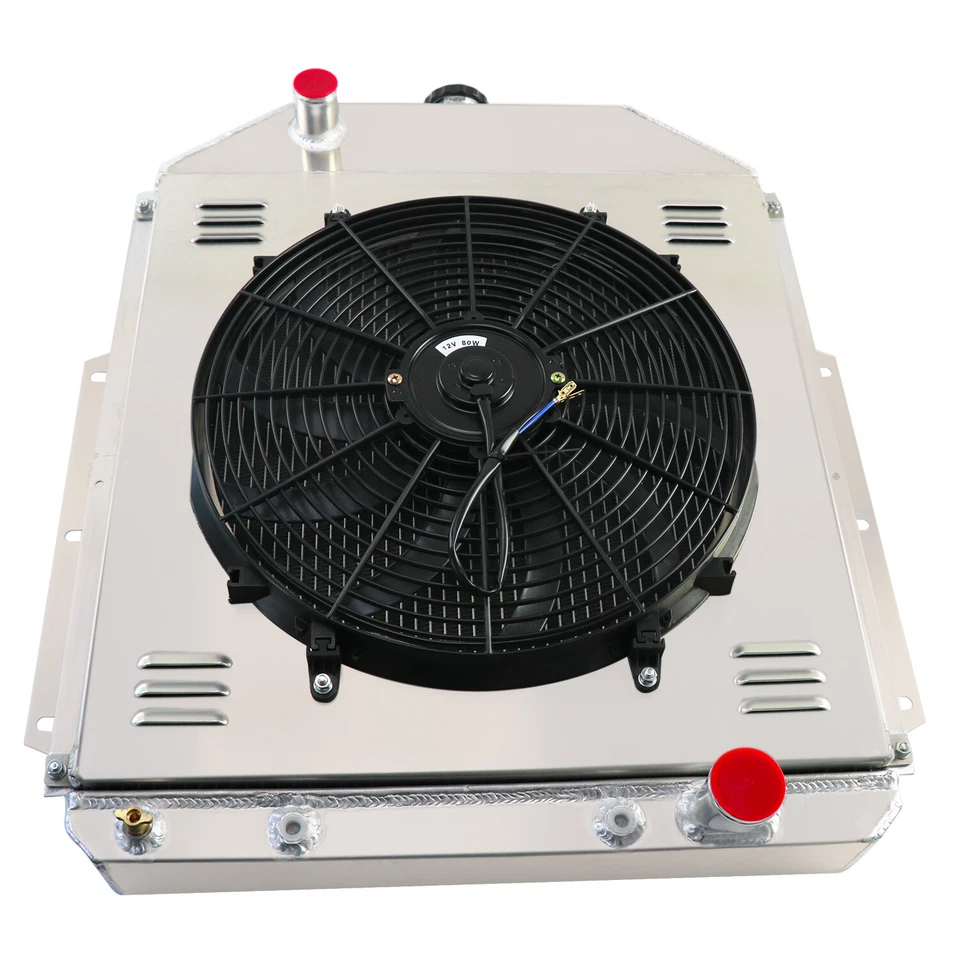 For 1942-1952 1948 Ford F1 F2 F3 Truck 3-Row Aluminum Radiator Shroud Fan US Foto 2 de 4