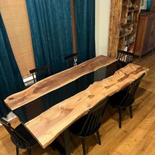 Wooden Black Epoxy Resin Dining Table Top, Epoxy Counter Center Sofa Top Table