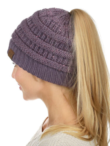 CC Ponytail Gorro Sombrero Suave Elástico Cable Tejido Panel Alto Cola de Pony C.C ¡Gorro! - Imagen 339 de 393