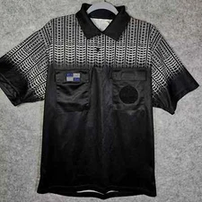 NISOA Official Sports Soccer Referee Men's Large Black Gray Jersey Short Sleeve 