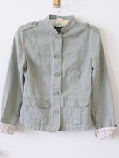 Vintage 1973 Roots Jeans Sage Green Jacket Pink Roses Womens Size S Small Petite