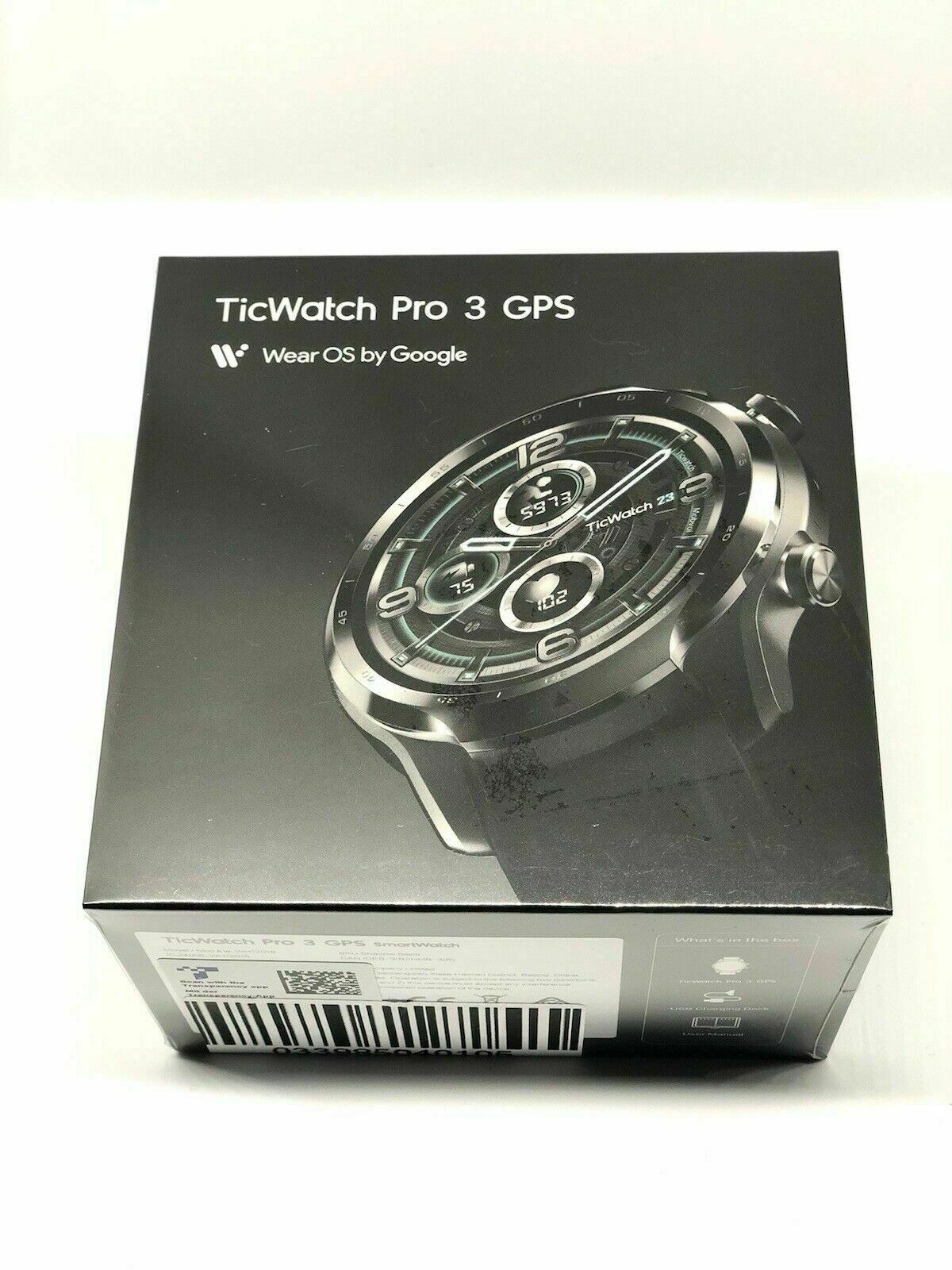 Mobvoi TicWatch Pro 3 GPS 47mm Stainless Steel Case with Silicone Strap  Smart Watch - Shadow Black for sale online