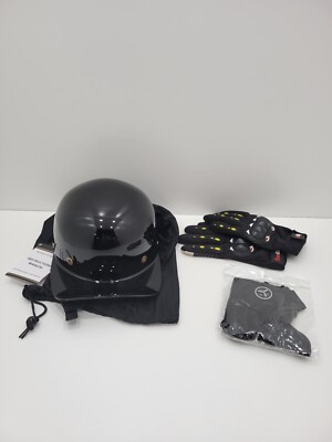 DOT Motorcycle Helmet FMVSS #218 BLACK Size M & Touch Screen Full Finger Gloves