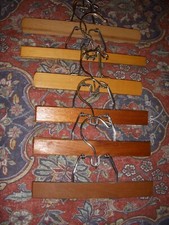 Vintage lot of 6 Wooden Clamp Hangers for Pants, Slacks, or Skirts