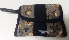 NEW Longaberger SMALL WALLET in Khaki Floral and Black-Billfold  FREE SHIPPING 