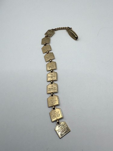 Tiny Gold Tone Tiles W/ 10 Commandments Dangling Bible BookMark See Pics - Picture 2 of 6