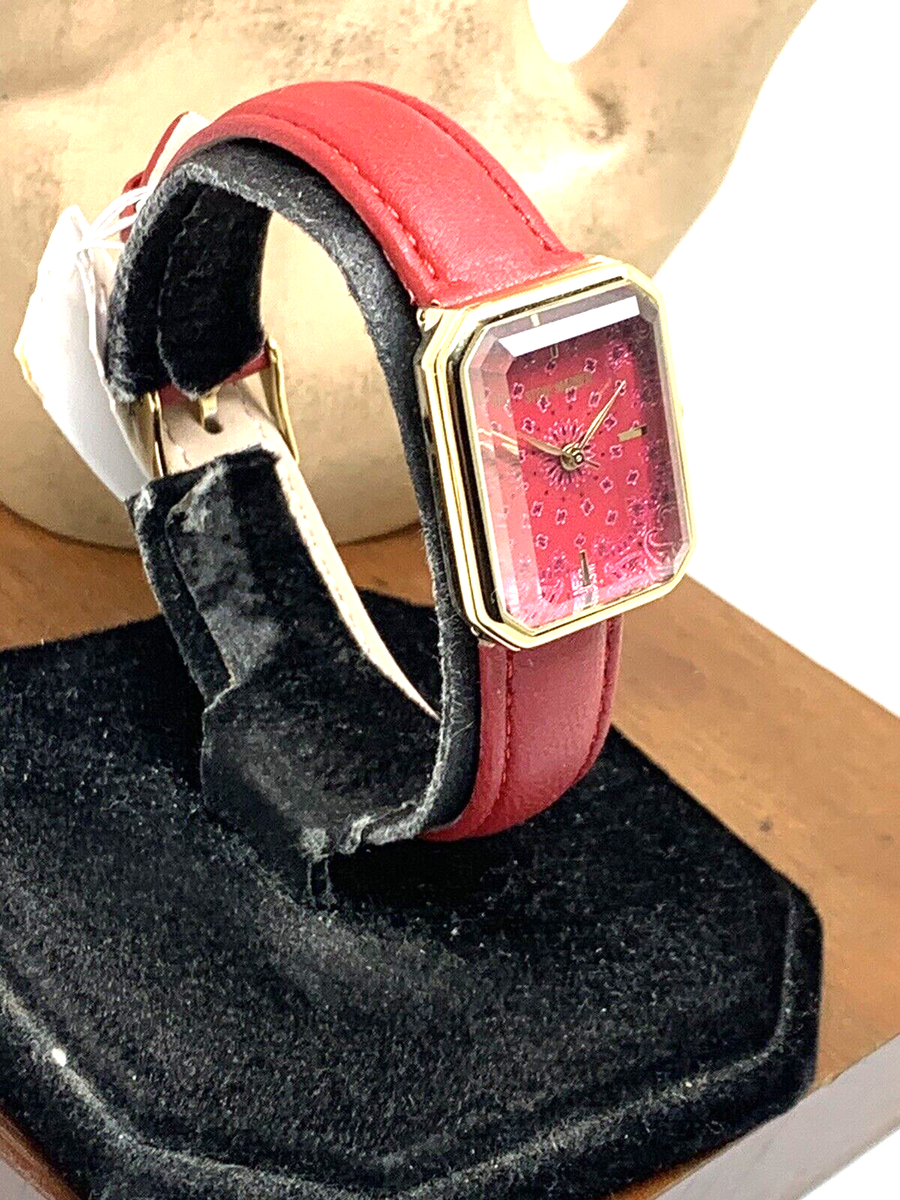 Steve Madden Women\'s Watch SM/1030 Quartz Rectangle Gold Red Dial Leather Band Steve Madden Women main image 3