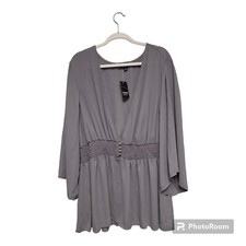 NWT Torrid Grey Botton Front Babydoll Blouse Size 4
