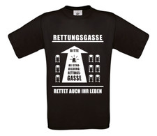 T Shirt mit Druck - Bei STAU Rettungsgasse bilden - Feuerwehr - DRK - THW - BRK 