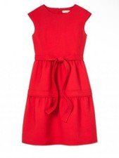 Tory Burch bright red Jane tiered tie waist substantial dress size 8