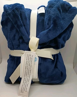 NEW Pottery Barn Kids Hooded Fleece Robe Size 10-12 Dark Blue Extra Large NWT - Image 1 of 4