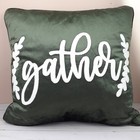 Fall Decorative Throw Pillow 18x18 Olive Velvet Gather Embroidered Couch Bed