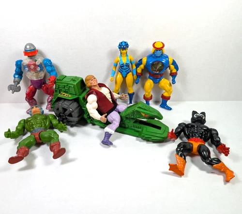 Vintage He-Man MOTU Road Ripper Vehicle & 6 Figures Stinkor Evil-Lyn Roboto 80s