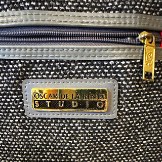 Vintage Oscar de la Renta Studio Black/Gray Zipper Closure small luggage