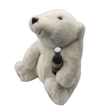 Vintage Coca Cola Smiling 11" Polar Bear 90s 80s 1993 Plush w Coke Bottle