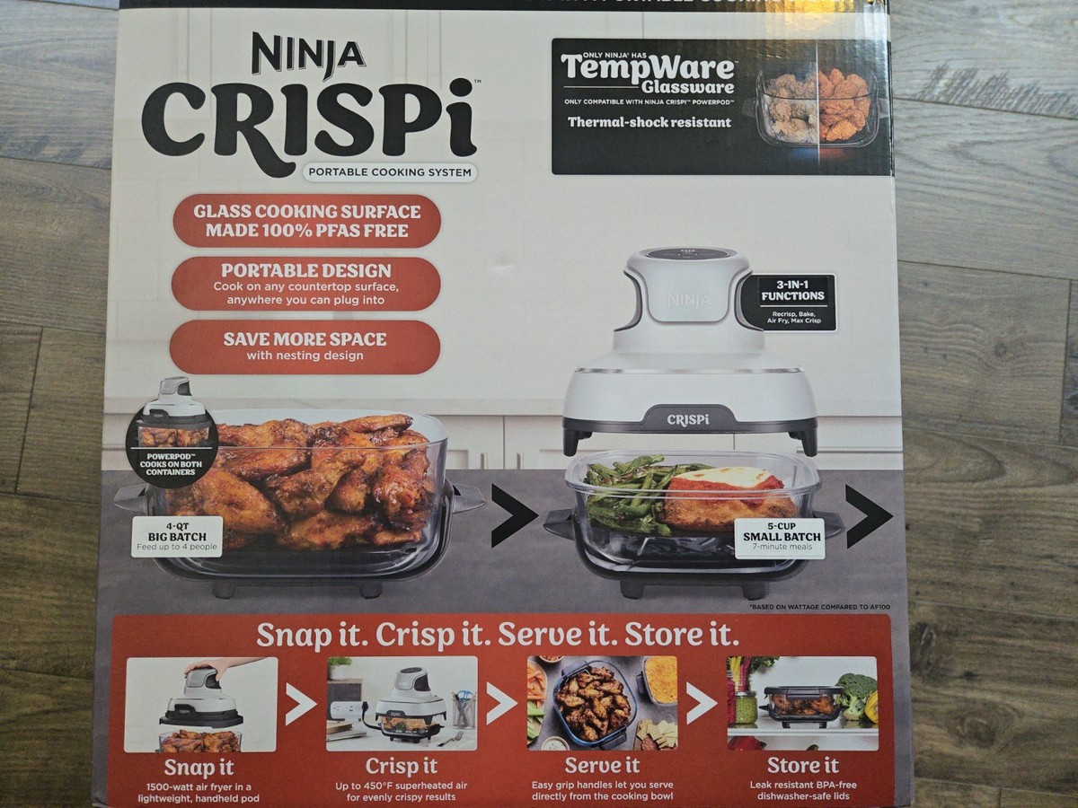 Ninja Crispi 4 Qt Portable Glass Air Fryer Cooking System Open Box