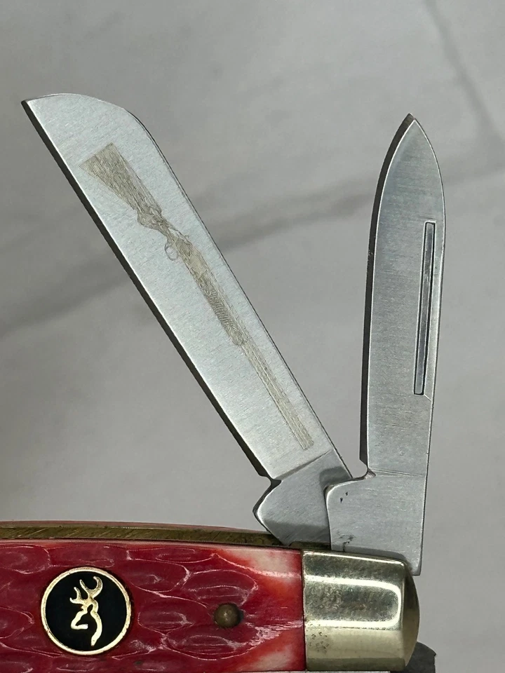 Nova faca Browning 4 lâminas Congresso osso vermelho John Browning Sig espingarda gravura - Imagem 4 de 4