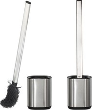 Silicone Toilet Brush and Holder Set, 2Pack Stainless Steel Toilet Cleaning
