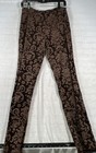 L'Ivore Women's Brown Floral Damask Brocade Straight Leg Trousers — photo 1