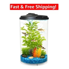 Stunning 3-Gallon 360 Aquarium - Impact-Resistant with Dazzling LED Lights