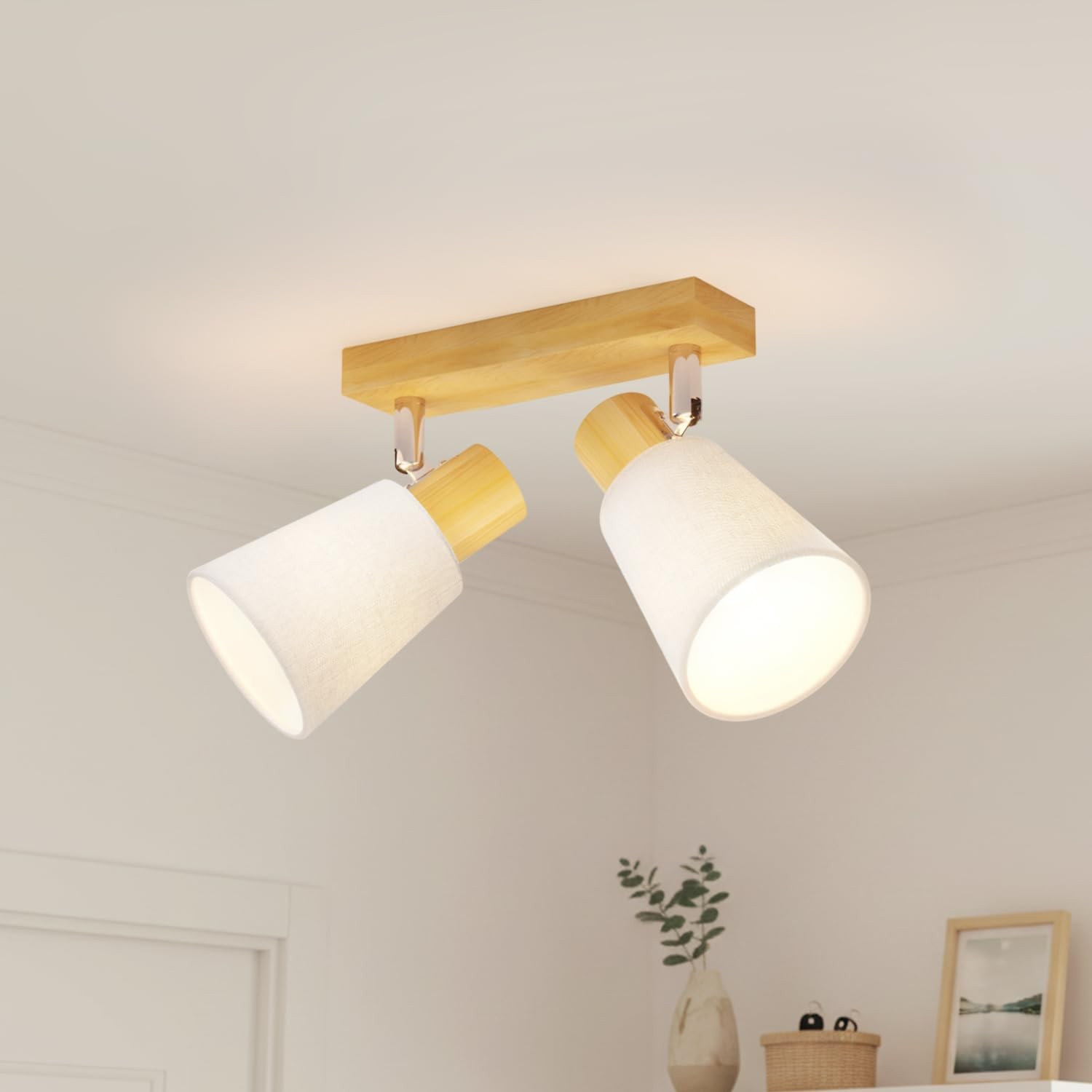 Lampe couloir bois 40W au style vintage pour illuminer une entrée accueillante