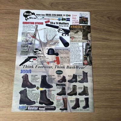 GUNS72 MAGAZINWERBUNG 12X9 BUSH WEAR: BESTARD EXPLORER BOOT