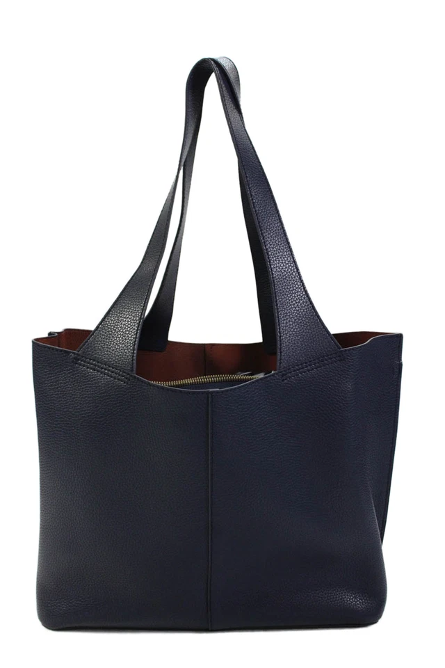 Bolso de hombro Hobo para mujer de cuero granulado tono dorado azul marino Foto 4 de 4