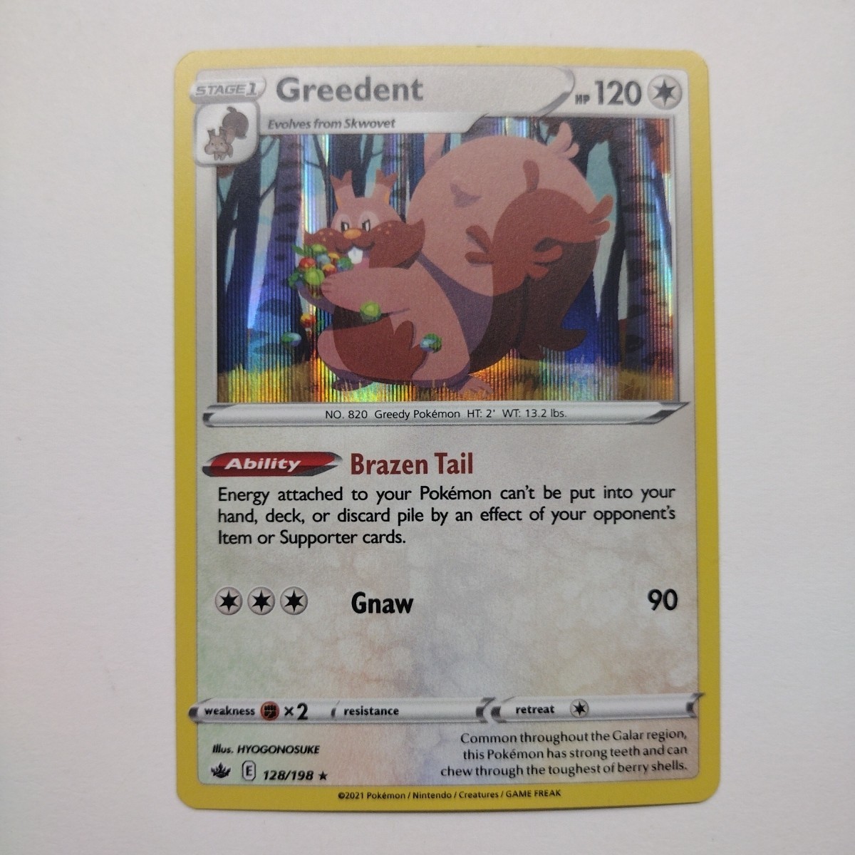 Greedent 128/198 Holo Rare Chilling Reign NM Pokemon card