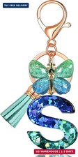 JINGUAZI Butterfly Initial Letter Keychain Bag Charms for Women
