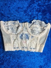 Vintage Fleur De Lace By Smoothie Bra 36b Longline Corset Boned Lace Underwire