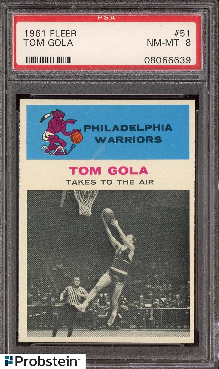1961-62 Fleer Basketball SETBREAK #51 Tom Gola Warriors PSA 8 NM-MT