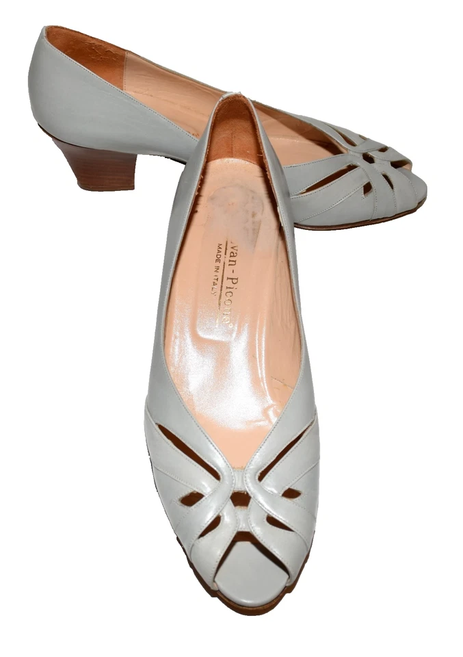 Женские туфли-лодочки Evan Picone серые кожаные с вырезами с открытым носком размер 10 М Италия - Изображение 2 из 4
