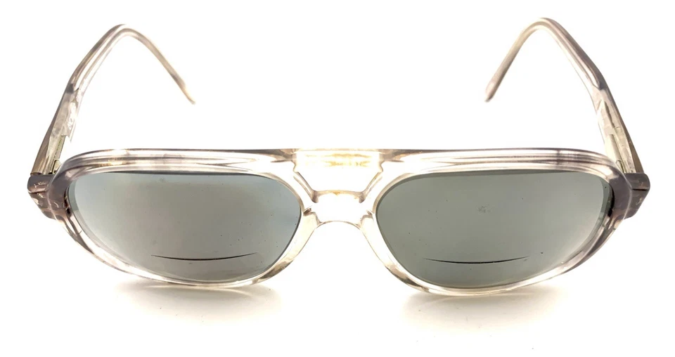 Monturas de gafas de aviador Luxottica vintage Garrett gris transparente 140 Italia unisex Foto 3 de 4