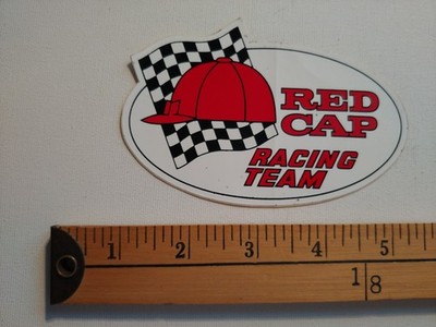 1 VINTAGE RARE RED CAP TEAM  RACING STICKER AUTO COLLANT DECAL