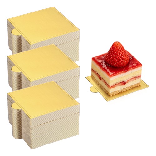 150 Pezzi Mini Tavolette per Torte, Base per Torta in Mousse Quadrata da 2,8 Pollici, Oro - Foto 1 di 7