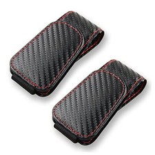 2Pcs Sunglass Holder for Car, Magnetic Leather Eyeglass Carbon fibre black
