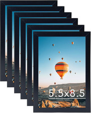 5.5x8.5 Picture Frame Set of 6 Black for Wall Hanging or Tabletop, Wall Mount