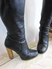 GUCCI BLACK PEBBLED LEATHER BLOCK HEEL EDITH BOOT SZ 9/39 SIDE ZIP RT. $1595