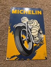 Vintage Michelin Tires Porcelain Sign 11.75x7.75 Motorcycle Gas Oil Garage Gift