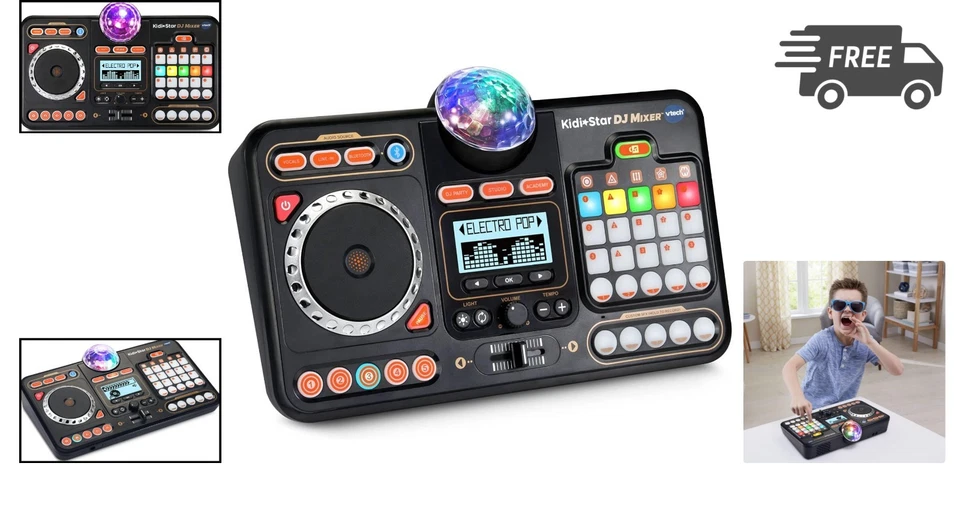 Kids DJ Mixer Toy Bluetooth Microphone Lights Sound Effects Party - Image 2 of 4