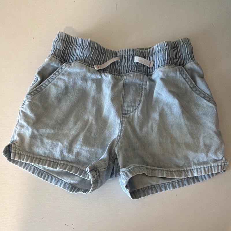 Cat & Jack Girls Solid Blue Shorts Elastic Waist Drawstring Flat Front 7-8Y