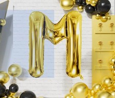 Large Gold Letter M Balloon 40 Inch Foil Reusable for Parties and Events Decor