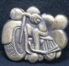 XD05149 VINTAGE 1970s CUT-OUT  PERSON RIDING MOTORCYCLE  BIKE MENS BELT BUCKLE