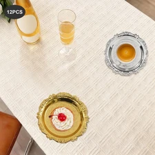 6PCS Snack Plates Serving Tray Round Restaurant Serving Trays Gold/Silver